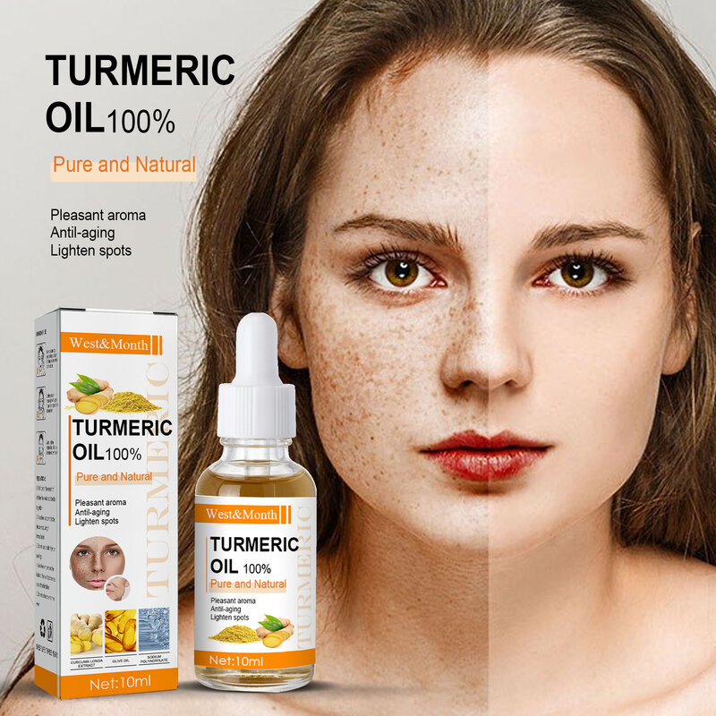 Aceite Esencial de cúrcuma orgánico antienvejecimiento, aceite para manchas oscuras, grado terapéutico puro, ilumina el tono de la piel, 10ml
