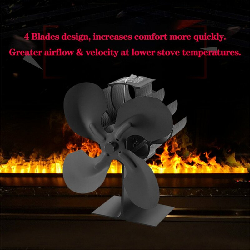 New 4-Blade Heat Powered Stove Fan For Wood / Log Burner/Fireplace Environmental Protection Practical Stove Fan Fast delivery