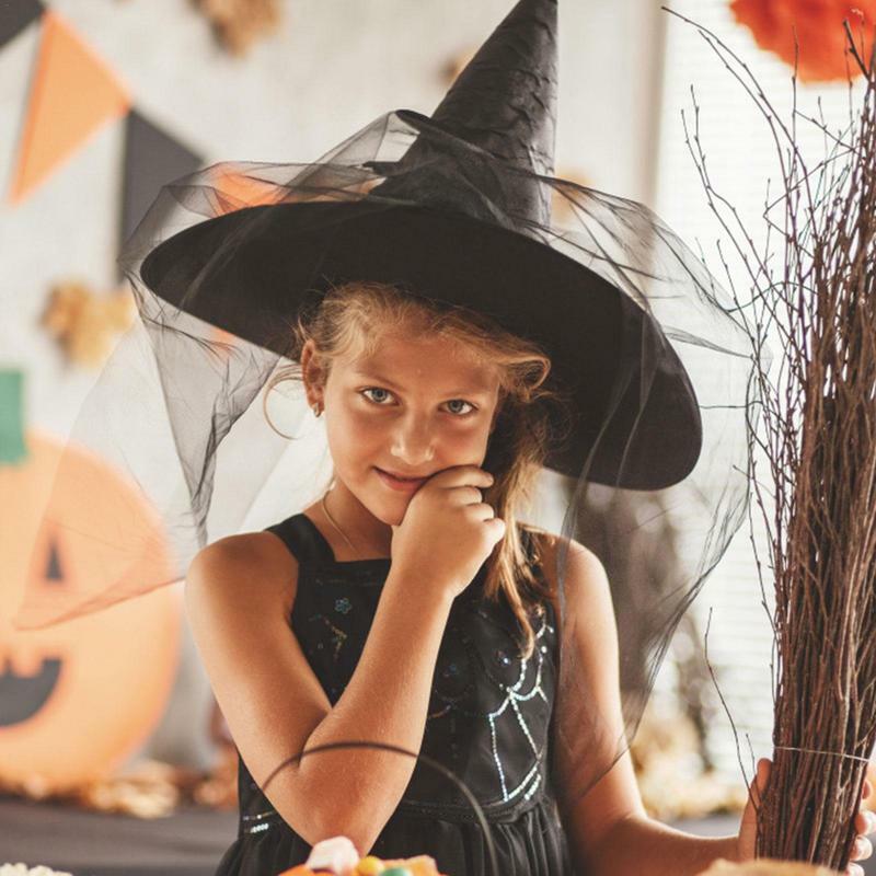 Halloween Witch Hat Decor, Tecido Oxford Espessado, Chapéu Assustador, Chapéu Preto, Acessórios para Trajes, Decoração Interior e Exterior