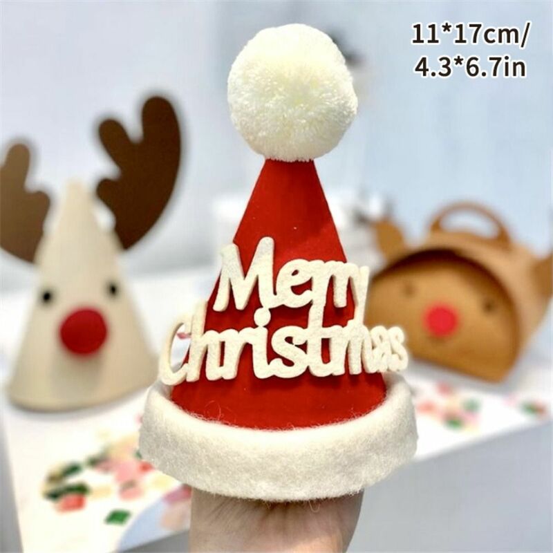 산타 클로스 메리 크리스마스 모자, 재미있는 펠트 크리스마스 산타 클로스 모자, 동물 만화 파티 모자, 가족
