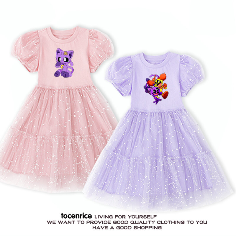 Vestido de princesa estampado infantil, vestidos casuais para bebê, versão coreana, o sorridente, flores quebradas, playtime, primavera e verão, 2024