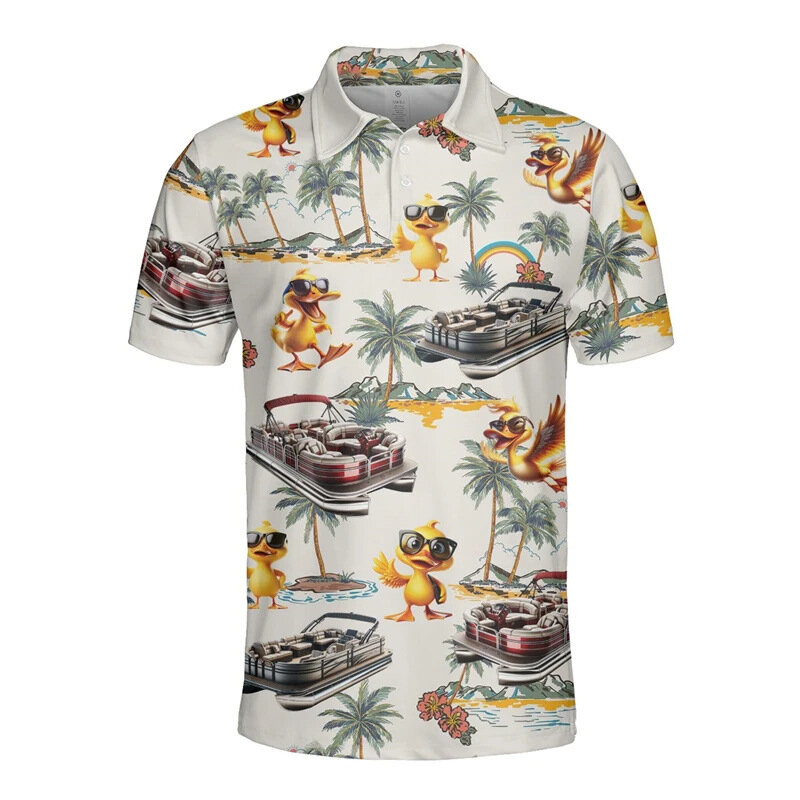 Koszulka Polo z nadrukiem 3D na co dzień letnia moda Ropa Hombre krótka guzik na rękawie wzór na co dzień koszulka wygodny Top koszulki