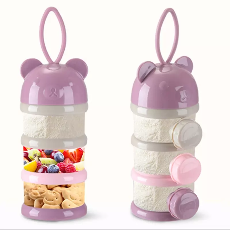 3/4 strati stile orso portatile cibo per bambini Storag Box aperture Multiple cereali cartone animato latte in polvere scatola Toddle Snack contenitore