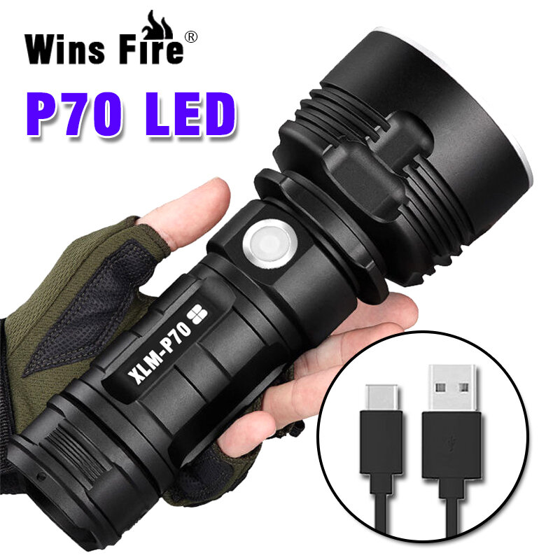 Lampe de poche Led Ultra lumineuse, haute puissance, P70/ L2, lampe de Camping, chargeur USB, torche d'extérieur, étanche, avec batterie 26650