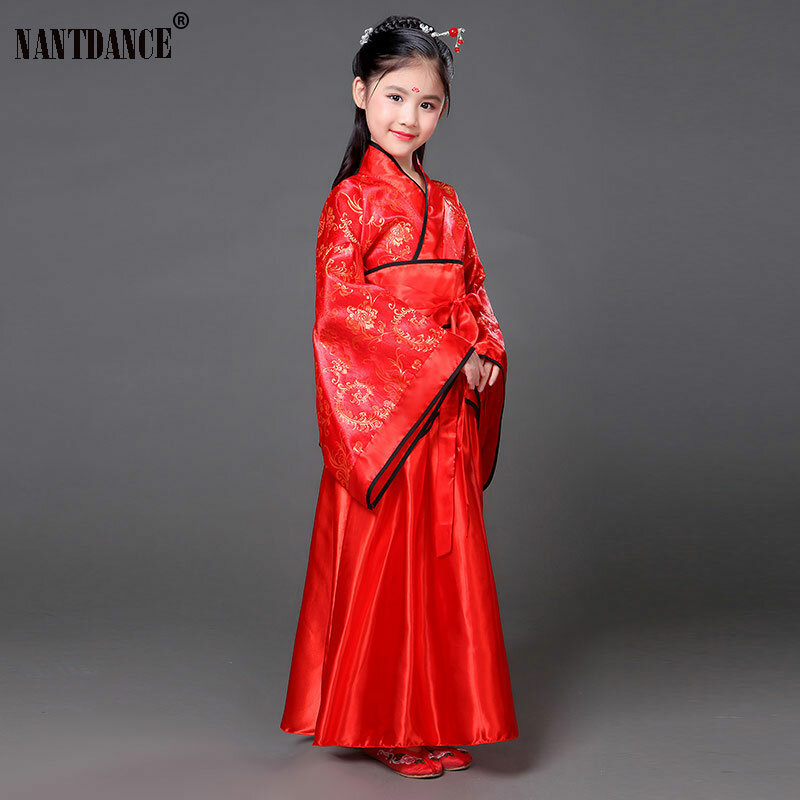 Traditional Chinese Dance Costumes for Girls Ancient Opera Tang Dynasty Han Ming Hanfu Dress Child Clothing Folk Dance Children