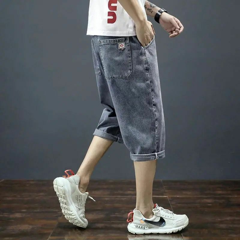 Seven Points Jeans Male 2023 Summer Thin Brand Fashion Youth Straight Leg Loose Plus Size Medium Pants Casual Denim Shorts A3399