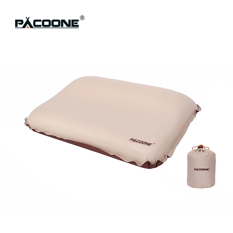 PACOONE-almohada de Camping autoinflable 3D, cojín de esponja ultraligero, almohada inflable automática para viajes al aire libre