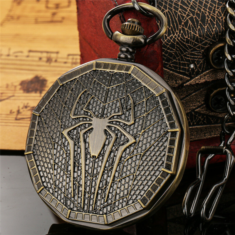 Часы наручные в стиле стимпанк, автоматические механические Ретро-часы с подвеской-цепочкой, с ажурным рисунком паука и римскими цифрами, для мужчин и женщин