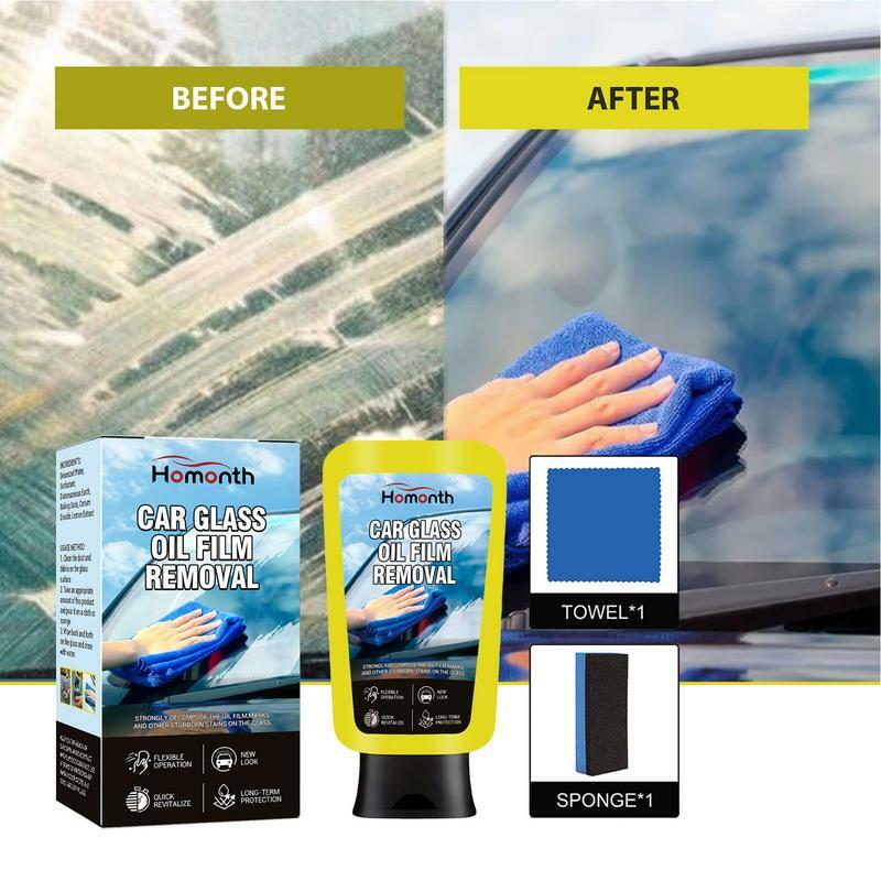 Removedor de película de aceite de vidrio, limpiador de ventanas de coche, limpieza profunda instantánea, seguro, fácil de usar, limpiador de película de aceite multifuncional para parabrisas de coche