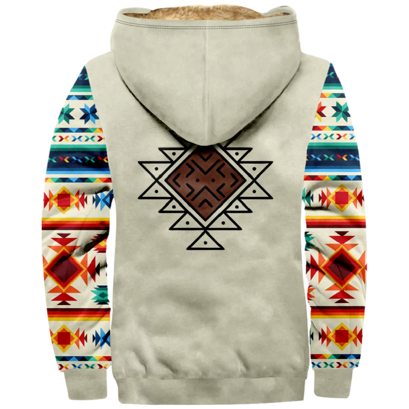 Aztec Grafische Vintage Hoodie 3d Lange Mouw Rits Sweatshirt Opstaande Kraag Jas Harajuku Streetwear Vrouwen Heren Winterkleding