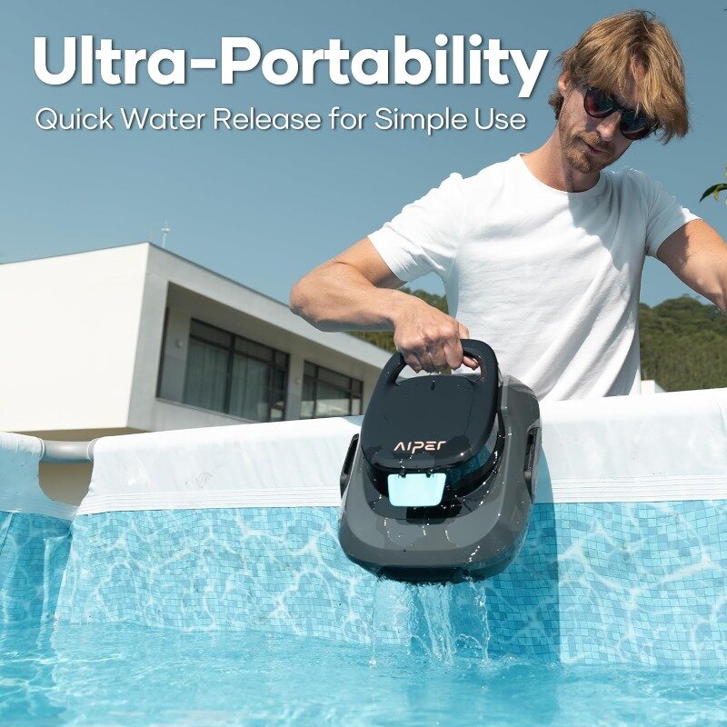 AIPER-SE Robotic Pool Cleaner, sem fio Robotic Pool Vacuum, Ideal para piscinas acima do solo, até 90 minutos