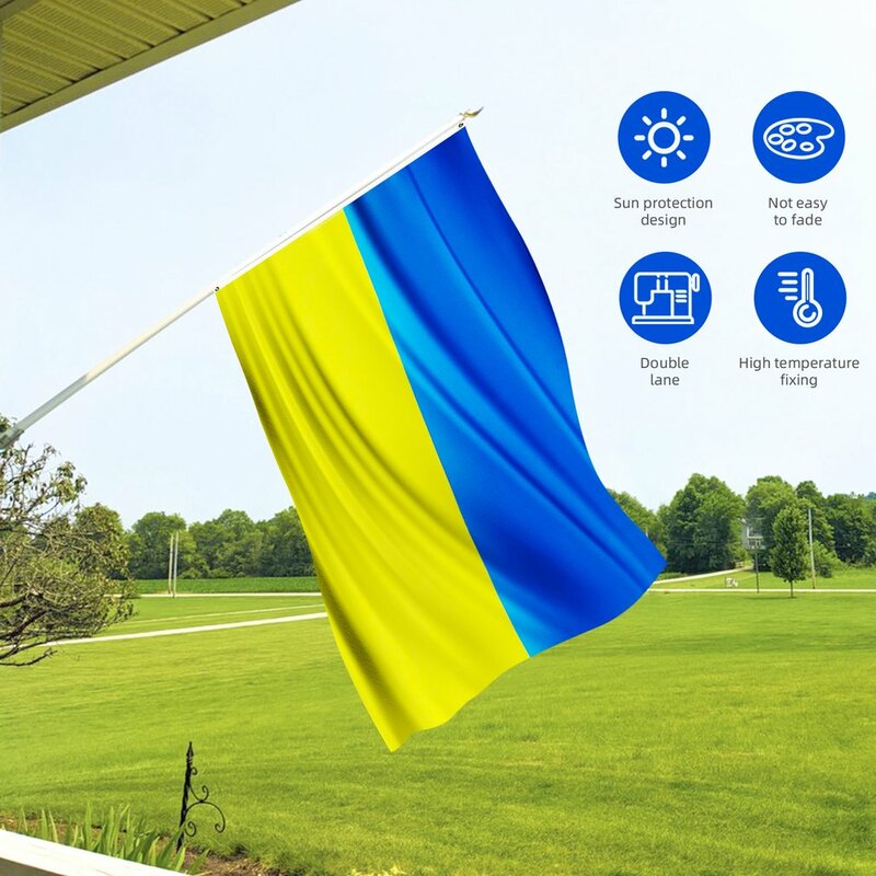 ธงประจำชาติยูเครนธงยูเครนสำหรับเทศกาลพาเหรดกิจกรรมสำนักงานของตกแต่งบ้านธงประเทศยูเครนรีไซเคิลได้