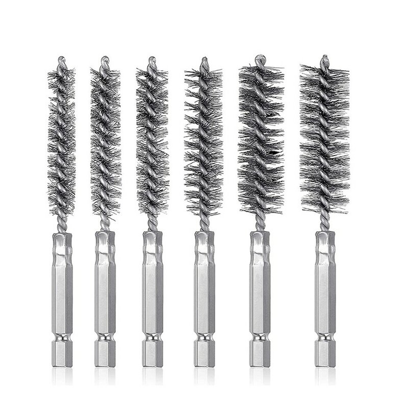 6 PCS Stainless Steel Drilling Brush Twisted Wire Stainless Steel Cleaning Brushes For Electric Drill Impact Tool Cleaning