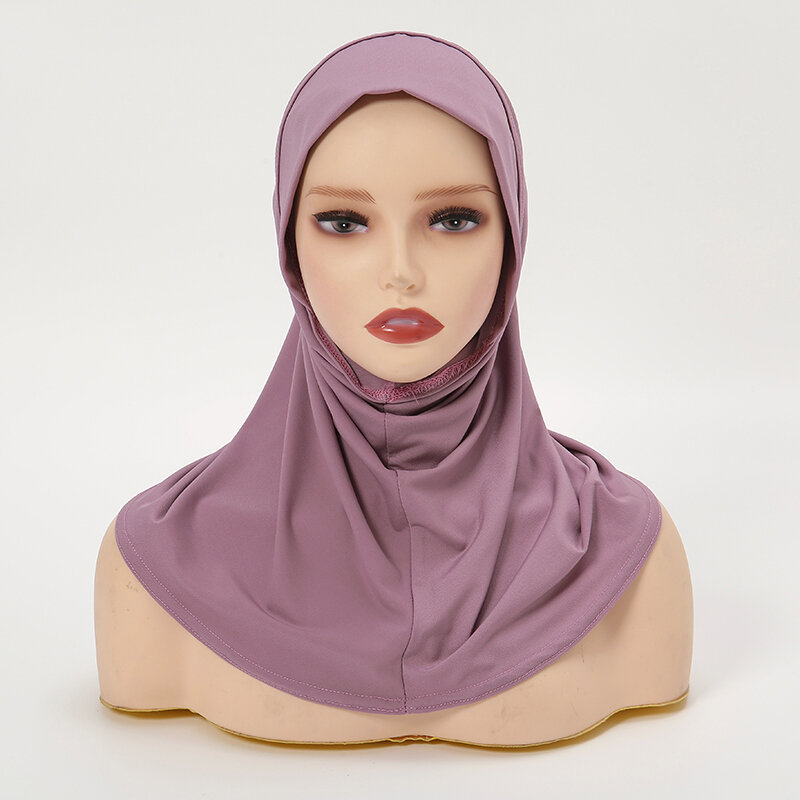 Hemp Cotton Muslim Hijab Islamic Solid Women Jersey Turbans Ready to Wear Head Wrap Instant Pinless Turban Neck Cover Hijabs