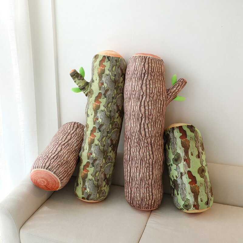 Simulazione 3D ceppo di legno cuscino peluche bordo creativo grande albero cuscino morbido cuscino per collo auto regali per la decorazione domestica della fidanzata
