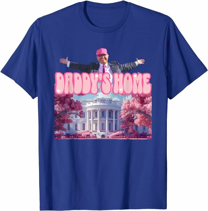 Lucu Trump mengambil kembali Amerika, Daddy's Home Trump kaus merah muda 2024 Pro Trump mendukung penggemar pakaian Humor pemilihan kaus kampanye