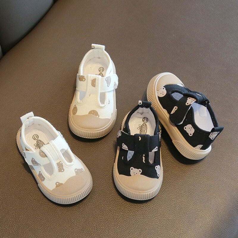 Zapatos de suela blanda para primeros pasos para bebé, zapatillas de lona antideslizantes con dibujos animados, TPR