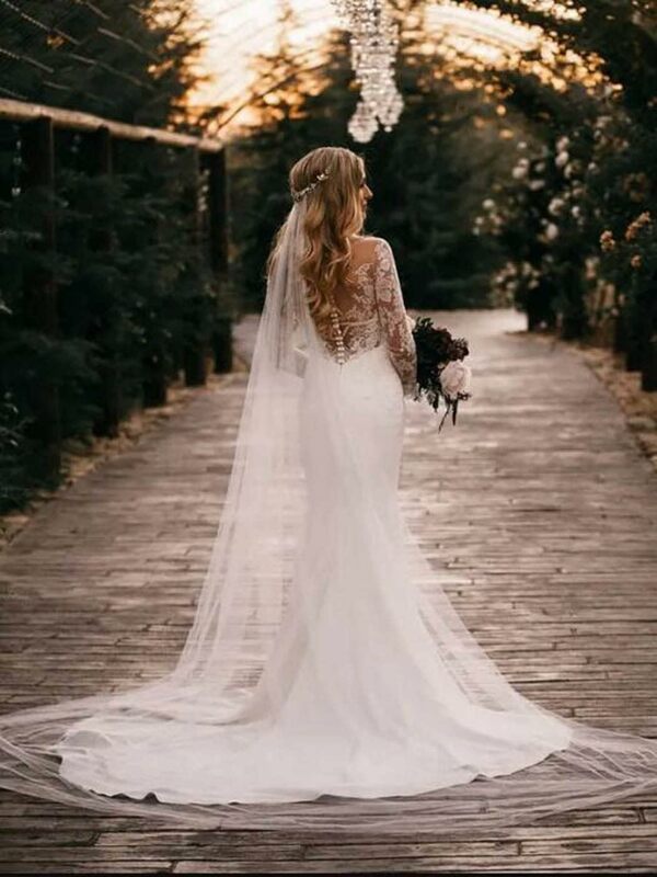 حجاب زفاف تول مع حافة لطيفة للعروس ، طول ، إكسسوارات شعر مع مشط ، حجاب زفاف ، طويلة