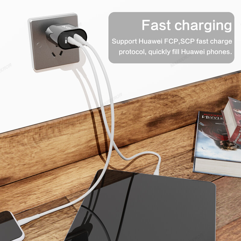 65W GaN USB C Fast Charging 3 Ports Quick Charger 3.0 Mobile Phone Adapter For iPhone 15 Xiaomi Samgsung Portable Wall Charger
