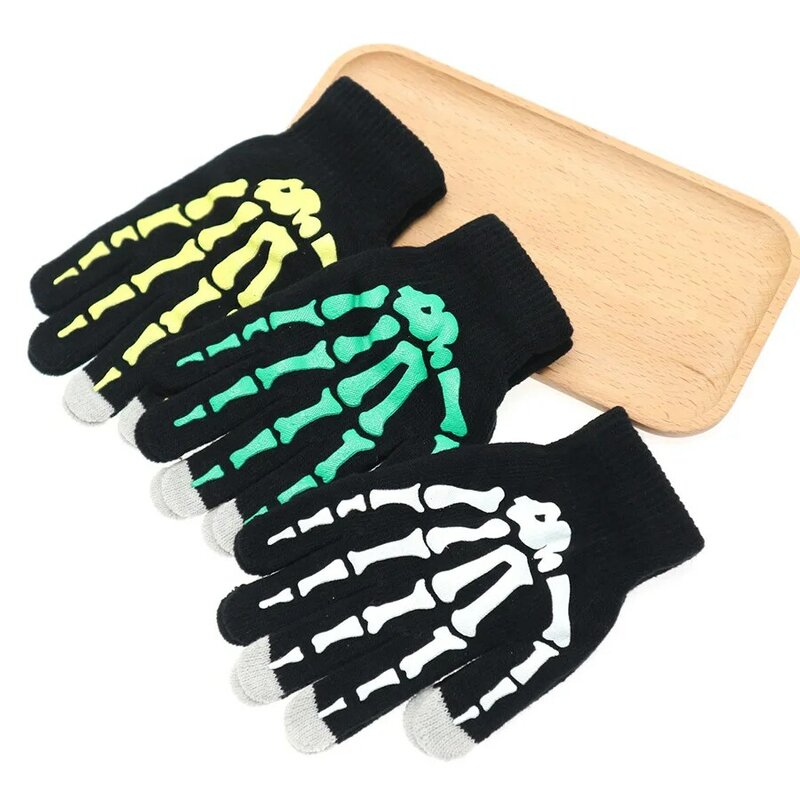 Rękawice dla mężczyzn i kobiet Halloween rekawice materiały eksploatacyjne z pazurami kulkowymi rękawice ze wzorem kości odzież akcesoria antypoślizgowe St