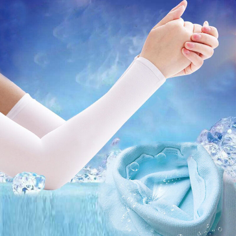 Women Outdoor Ice Silk Sunscreen Sleeve Sun Protection Outdoor Sport Cycling Running Cover Cuff Knitted Unisex Arm Sleeve Cover
