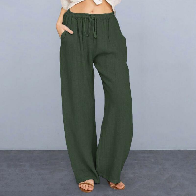 Women Summer Casual Pants Stylish Women's Elastic Waist Drawstring Pants with Pockets for Summer Comfort Casual Chic Look Casual