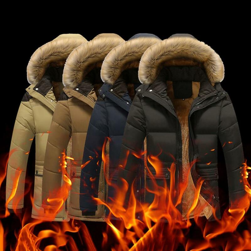 남성용 후드 코트, 단색, 따뜻한, 부드러운 지퍼