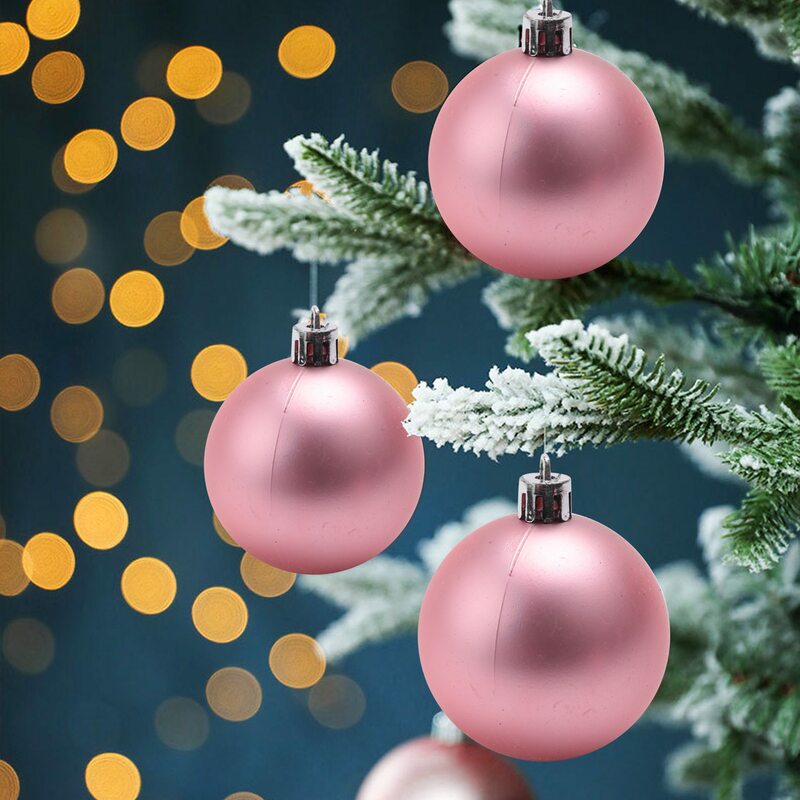 9 PCS Christmas Ball Ornaments xmas Tree Decorations Hanging Balls for Home New Year Party Decor - 2.36inch Pink