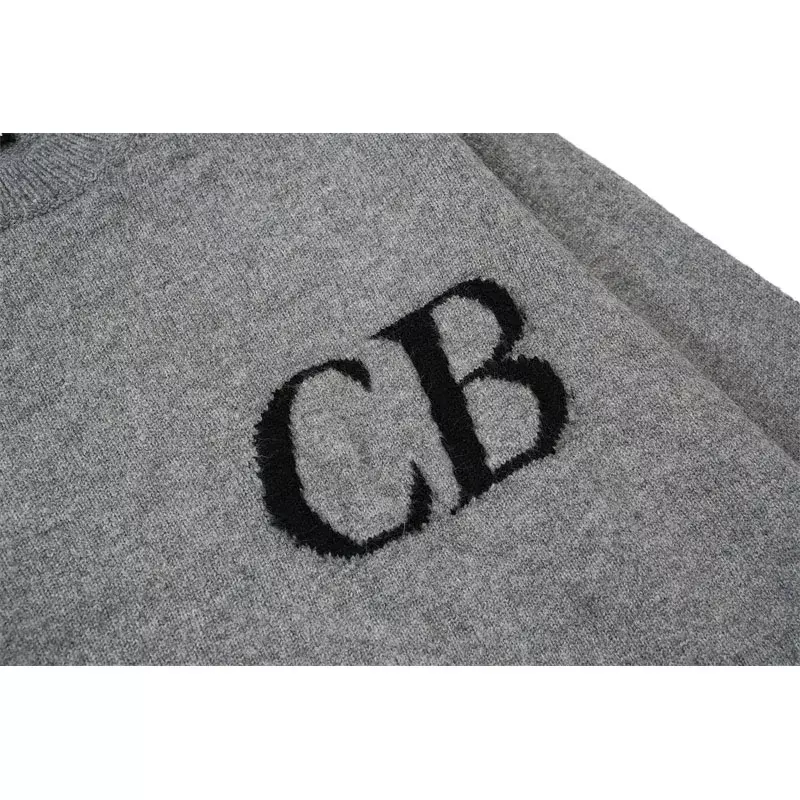 Cole Buxton minimalis Logo huruf Jacquard 1:1 pasangan kualitas tinggi longgar rajutan celana Sweater S-XL