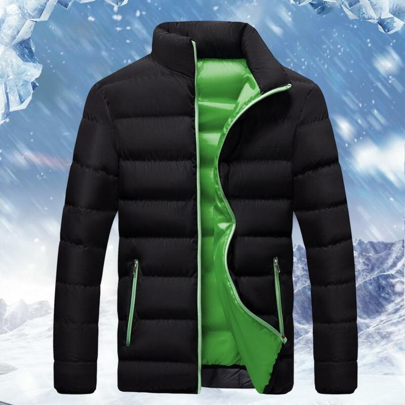 Stylowe męska kurtka Super miękkie jednolity kolor kieszenie wiatrówki bawełniane wyściełane jesienno-męski płaszcz zimowy Streetwear