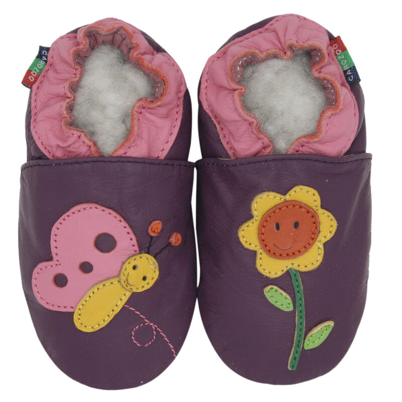 Carozoo-zapatos de piel de oveja suave para bebé y niña, zapatillas de suela suave, calcetines de interior, botas Unisex