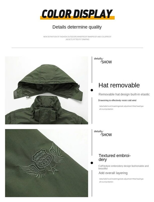 防風カーゴジャケット,取り外し可能な長袖コート,マルチポケット,無地,アウトドア,春,2022
