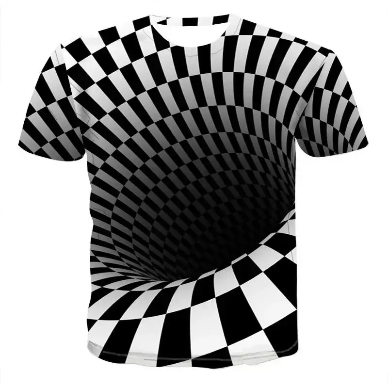 T-shirt da uomo estiva arte astratta stampa 3d personalità della moda sciolto Retro divertente moda uomo manica corta Top O collare