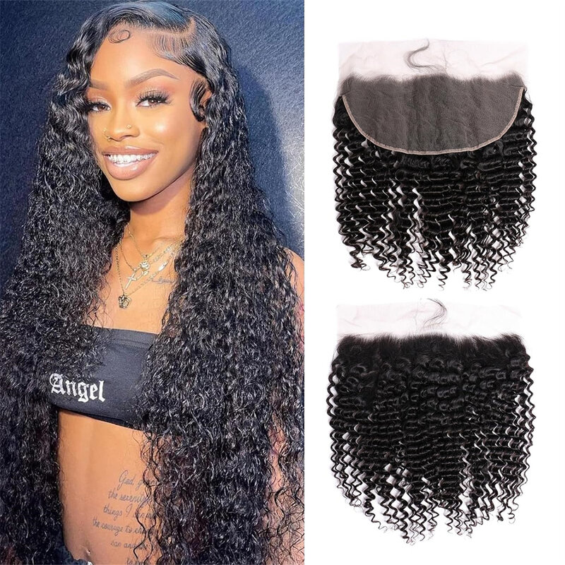 13x4 Lace Frontal Closure Straight Water Wave Kinky Curly Lace Closure 4x4 Lace Closures Only Natural Color Remy Hair 8-18inch