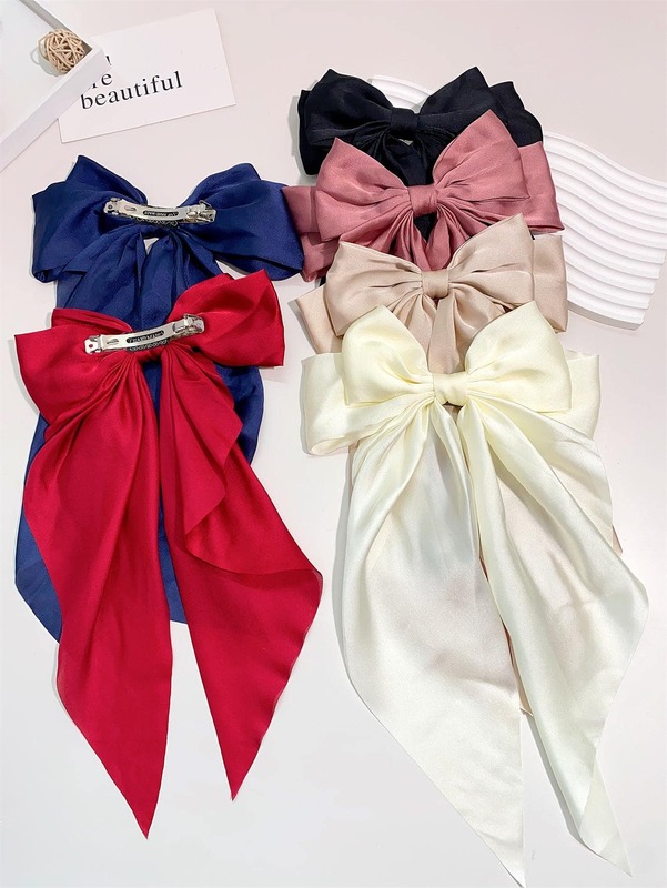 6 spring clip streamers bow hair clips for women