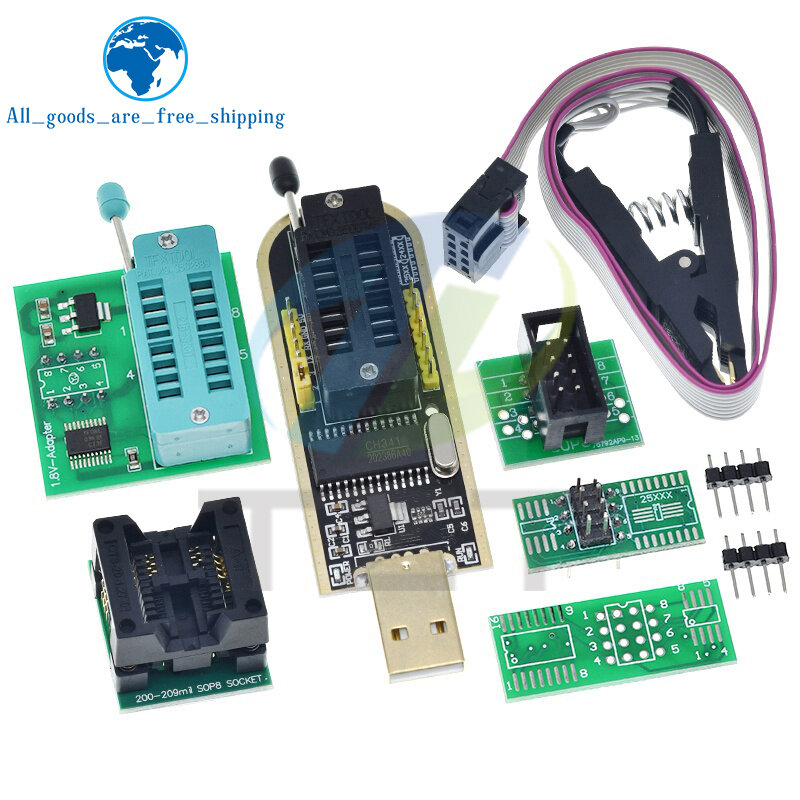 TZT-Pince de Test pour EEPROM HauCXX/25CXX/24CXX, CH34l'autorisation CH341B 24 25 Series, Flash BIOS USB Programmer Tech SOIC8 SOP8
