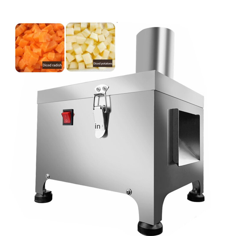 Máquina eléctrica para cortar en cubitos, trituradora comercial de verduras, zanahorias, patatas, pepino, cubos granulares
