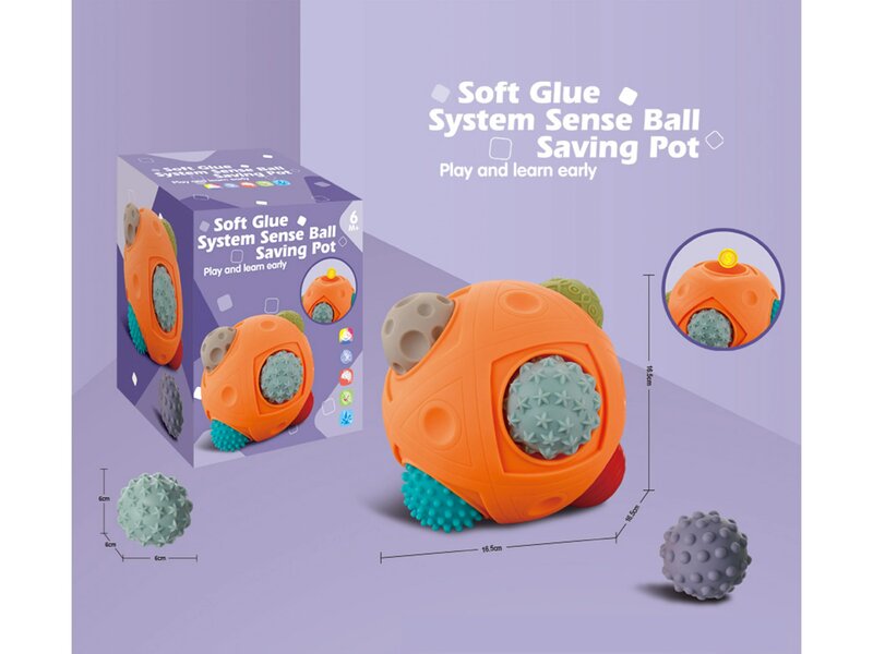 Baby's Montessori Soft Rubber Toys Finger Brian exercise Save but don't take  System Sense Ball Saving Pot Gift Toy For Kids