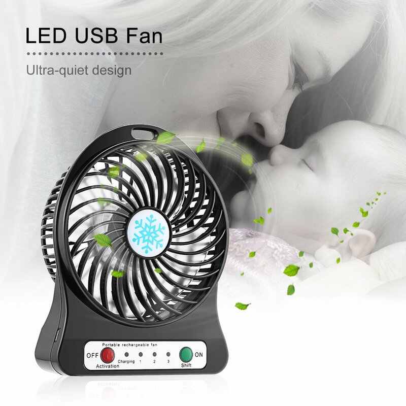 Portable Mini Fan Air Cooler Quiet Fan Desktop Cooler USB Charging Desktop Fans 3 Mode Speed Regulation Summer Outdoor Hand Fans