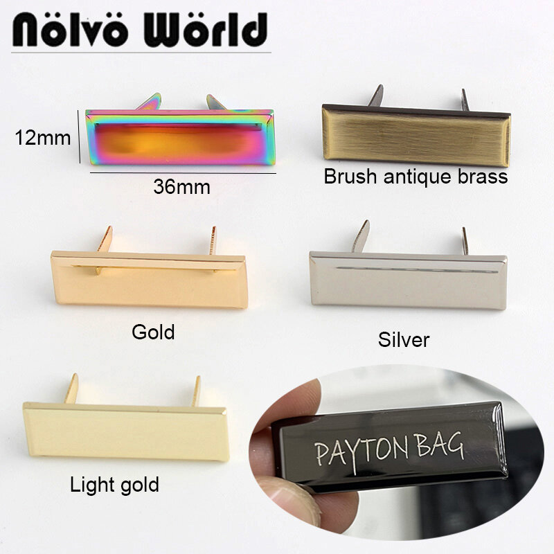 10-50 Pieces,Laser Engrave Your Brand on Label,Sewing Crafts Rectangle Metal Purse Label Tags,sew Bags Rainbow Metal Labels Tag