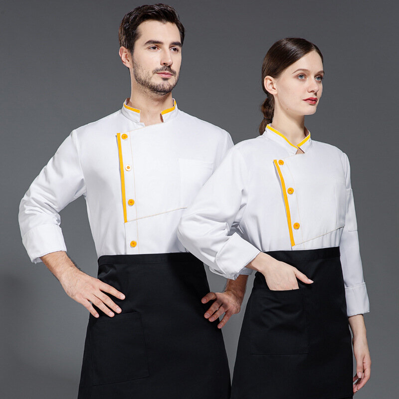 C173ห้องครัว Uniform โรงแรมผู้ชาย Cook Jacket Western Restaurant Chef ชุดเบเกอรี่ซูชิเชฟโรงแรม Uniform เสื้อผ้าแขนยาว