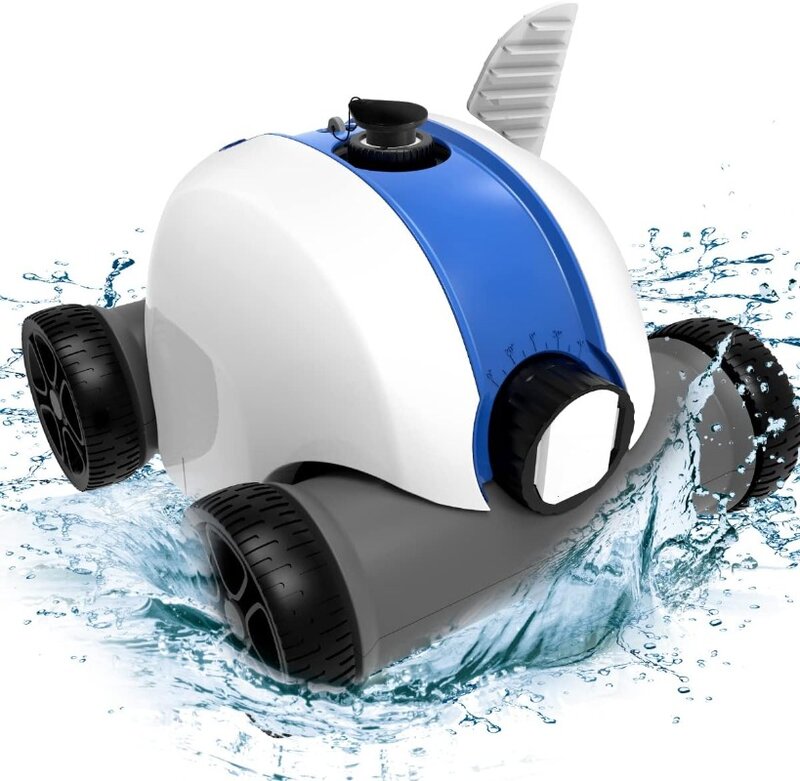 Pulitore per piscina robotico senza fili, aspirapolvere automatico per piscina, 60-90 minuti, batteria ricaricabile, impermeabile IPX8, fino a 861 piedi quadrati