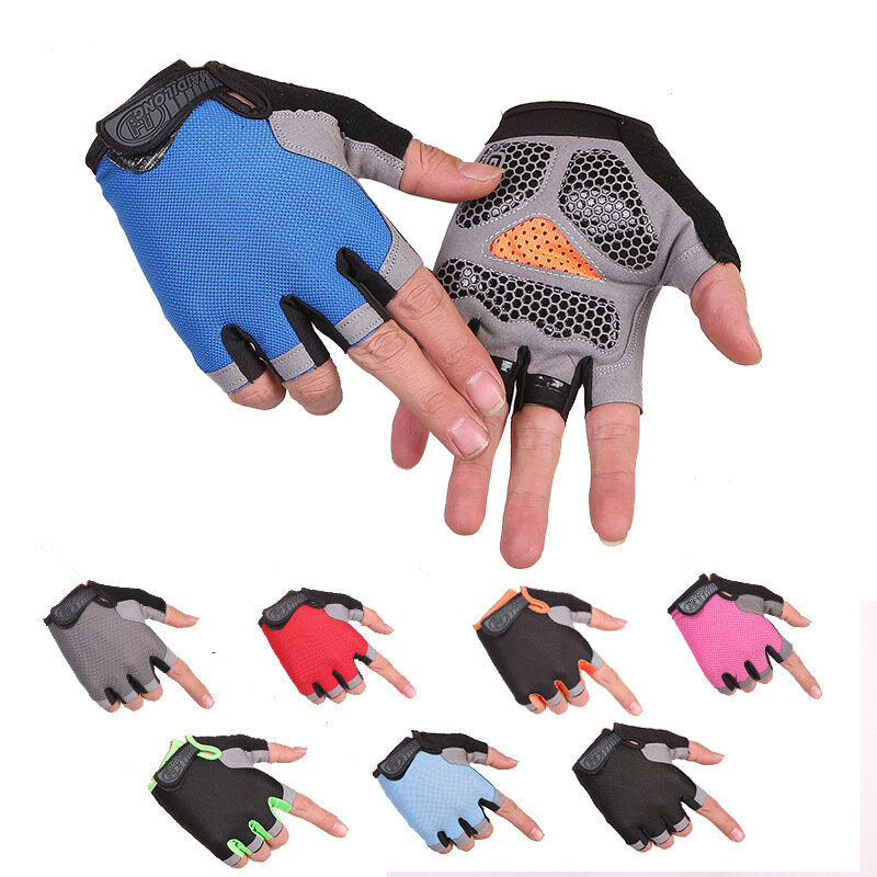 Men Cycling Bicycle Gloves Half Finger Gym Gloves Women Mitten Breathable Anti-slip Glove Fitness Sport Training Gloves
