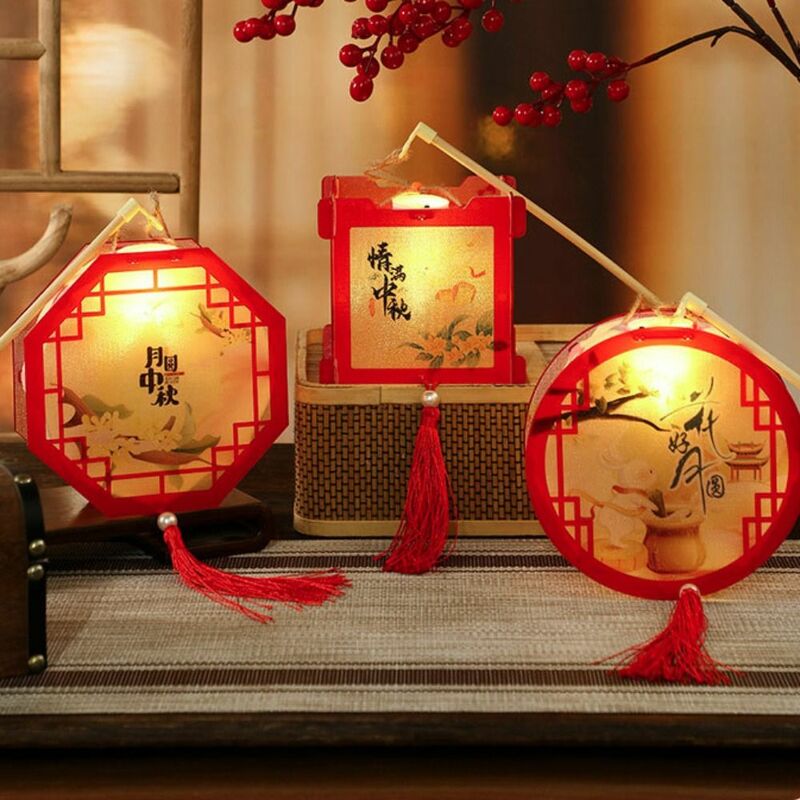 Linterna luminosa de plástico electrónica portátil, estilo tradicional chino, linternas brillantes, bricolaje, Festival de mano