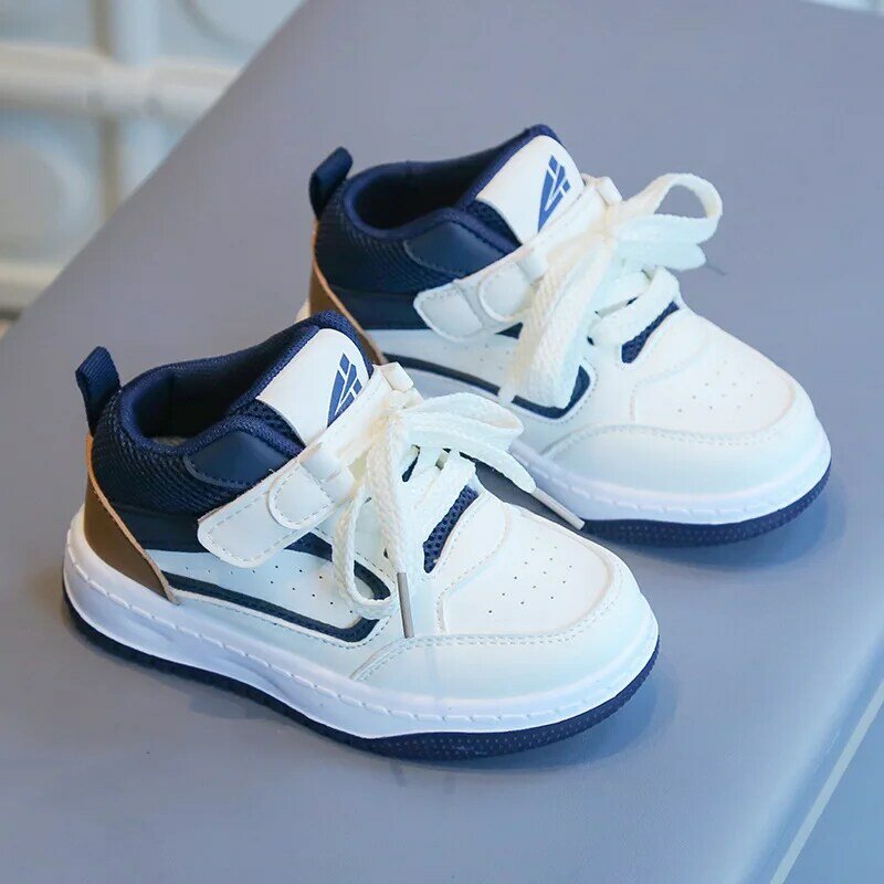 Детская белая обувь Новинка весна-осень 2024 кроссовки с высоким верхом для мальчиков повседневная обувь для девочек детская обувь на мягкой подошве