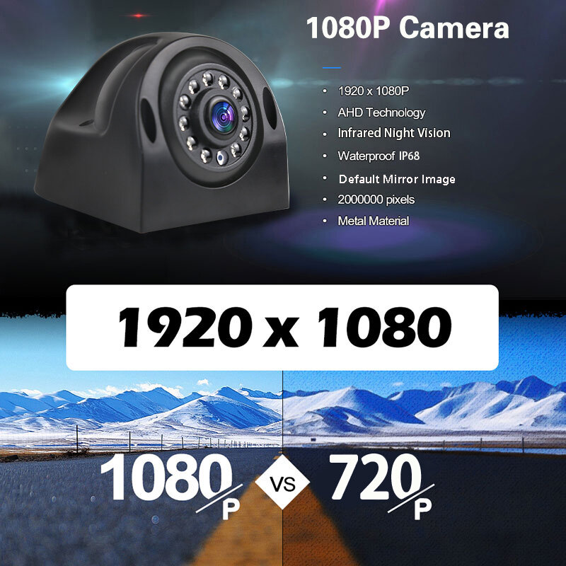 1920*1080P AHD kamera z widokiem z boku 12V do monitorowania pojazdu ciężarowego 11 IR noktowizor kamera monitorująca samochodu IP68 wodoodporny