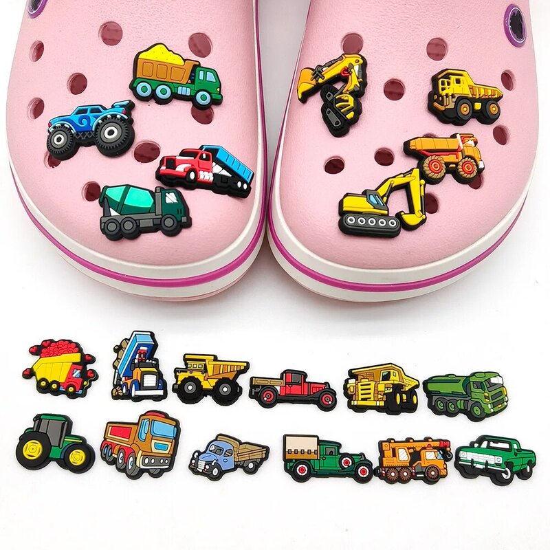Engineering vehicle car bus series PVC Shoe Charms Decorations for clog Accessories Women Clogs Buckle Kids Men Decoration