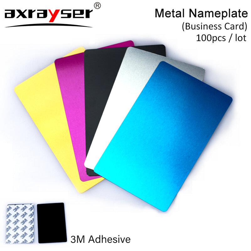 100 buah pelat nama logam campuran Aluminium bisnis kartu kosong bahan multiwarna 5 warna untuk mesin ukiran penanda Laser
