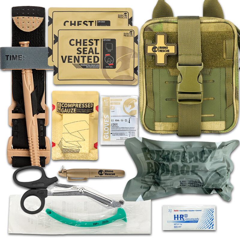 Rhino Rescue CMS-MINI Kit di pronto soccorso, borsa tattica EDC IFAK, pacchetto di emergenza per la polizia