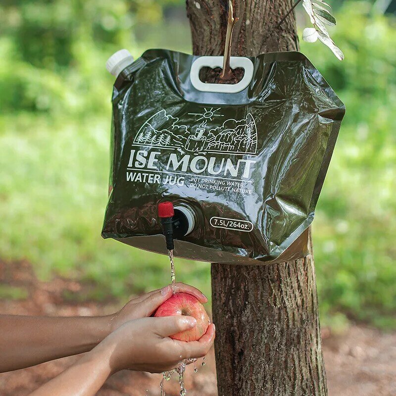 Outdoor 7.5L foldable water storage bag large capacity plastic bucket with valve camping supplies portable hand-held water bag